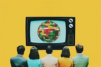 Retro collage of a television screen adult togetherness.