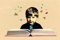 Collage of a book child publication portrait.