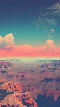Grand canyon with night sky landscape mountain outdoors. AI generated Image by rawpixel.