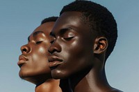 African american man teenage with makeups adult togetherness perfection.