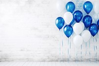 A group of blue and white latex balloons wall anniversary celebration. AI generated Image by rawpixel.