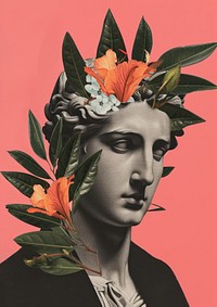 A man with a statue and floral head plant photo photography.