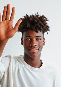 African American man teenage portrait photo hand.