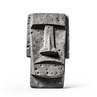 Moai stone head totem white background representation.