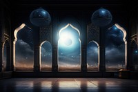 Window into islamic architecture building lighting. AI generated Image by rawpixel.