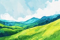 A lush green hillside landscape mountain outdoors. AI generated Image by rawpixel.