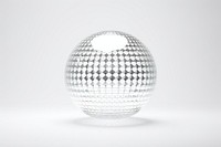 Hand Blown Glass disco ball shape sphere white white background.