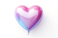 Iridescent heart-shaped balloon white background celebration glowing.