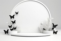White background product display butterflies backdrop.