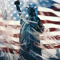 USA flag and liberty statue art representation independence. AI generated Image by rawpixel.