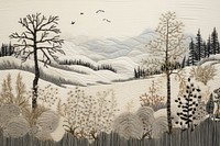 Winter landscape outdoors drawing.