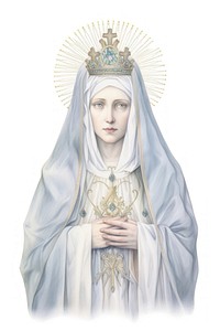 Mary mother of Jesus portrait adult white background. AI generated Image by rawpixel.