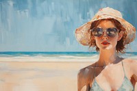 The beach painting sunglasses swimwear.