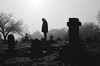 A Funeral monochrome tombstone graveyard.