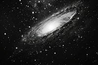 Andromeda galaxy monochrome astronomy outdoors.