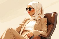 Business woman sitting fashion hijab.