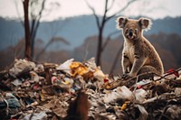 Gaunt koala wildlife garbage animal.