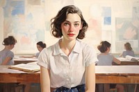 Student in Classroom painting portrait adult.