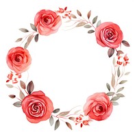 Red rose circle border pattern flower wreath. AI generated Image by rawpixel.