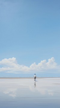 Beach outdoors standing horizon.