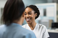 Woman receptionist hospital smiling looking. AI generated Image by rawpixel.