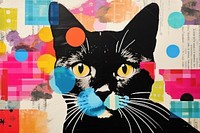 Collage Retro dreamy cat painting collage mammal.