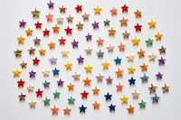 White fabric embroidery colorful stars.