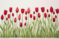 Embroidery style field of tulip white fabric mountain.