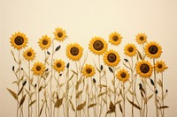 Field of sunflower embroidery style plant art.