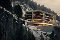 Mountain resort architecture building outdoors.