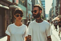 T shirt  tattoo street sunglasses.