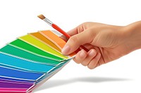 Color palette guides hand brush paint.