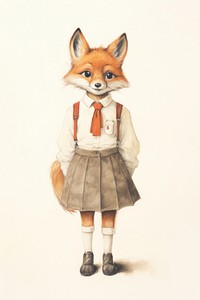 Fox character back to school drawing mammal animal.
