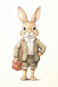 Rabbit character back to school drawing rodent animal.