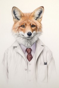 Fox character wearing doctor uniform drawing sketch animal.