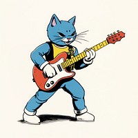 Cat playing guitar musician performance creativity. AI generated Image by rawpixel.