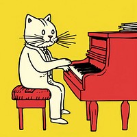 Cat playing piano keyboard pianist animal. AI generated Image by rawpixel.
