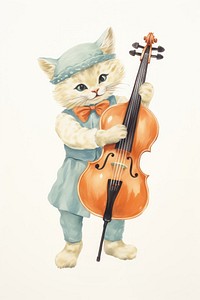Cat playing violin mammal cello representation. AI generated Image by rawpixel.
