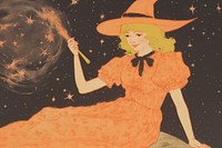 Witch using magic painting adult art.