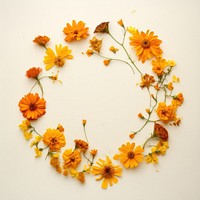 PNG Real pressed marigold flowers sunflower circle wreath. AI generated Image by rawpixel.