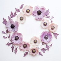PNG Real pressed anemone flowers circle wreath petal. AI generated Image by rawpixel.