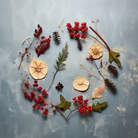 PNG Real pressed christmas flowers plant holly herbs. AI generated Image by rawpixel.