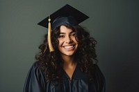 Hispanic woman graduation portrait student. 