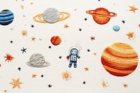 Embroidery cute space backgrounds pattern textile.