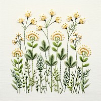 Plant embroidery pattern white.