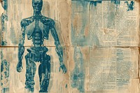 AI Cyborg Man text backgrounds newspaper.