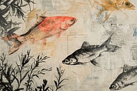 Fish ephemera border background painting drawing animal.