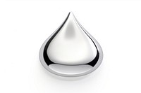 Water drop Chrome material jewelry silver white background.