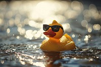  Duck wearing sun glasses swimming outdoors animal. AI generated Image by rawpixel.