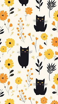 Cats doodle vector wallpaper pattern mammal.